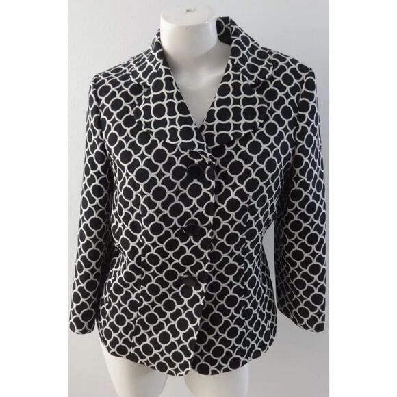 EVAN PICONE BLACK LABEL WOMEN'S BLACK & WHITE BLAZER SIZE 14 - Picture 1 of 15